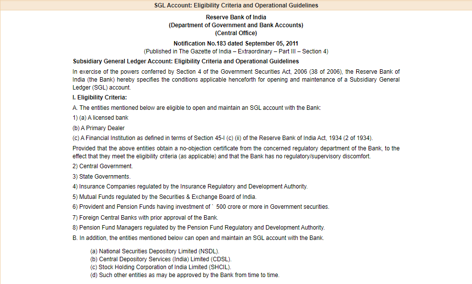 SGL Account Eligibility Criteria