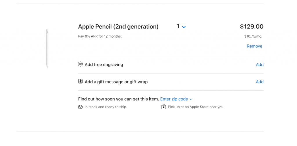 apple pencil price in $