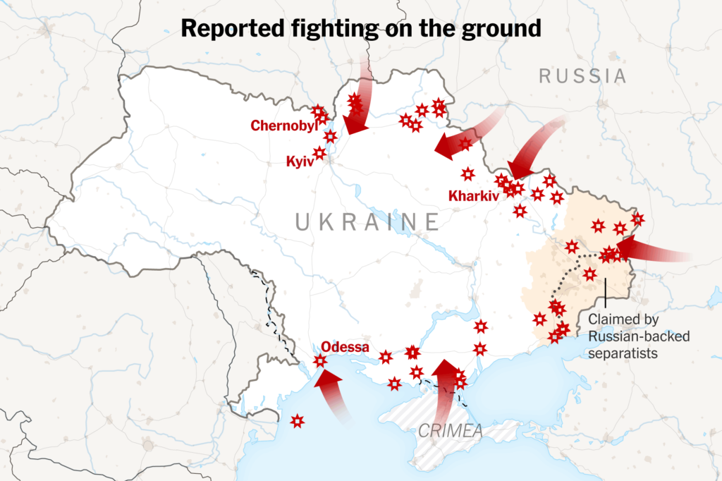 Russian forces attacking Ukraine