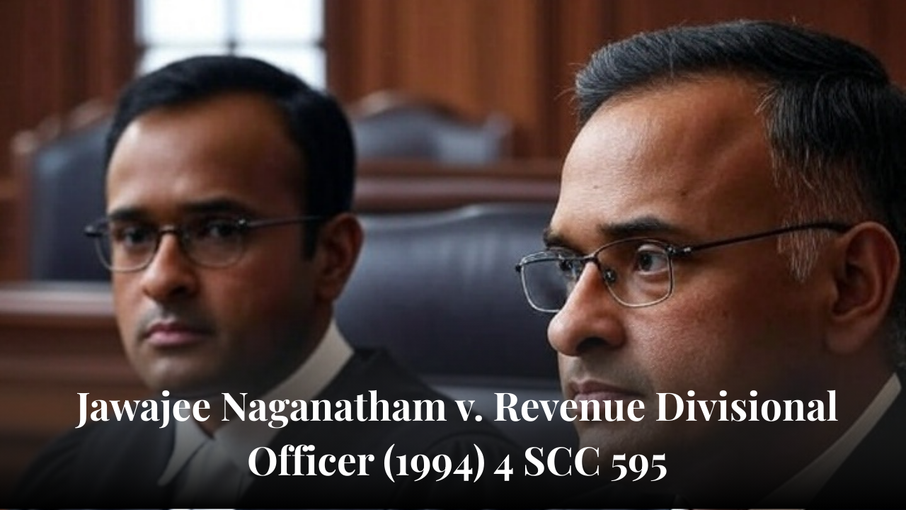 Read more about the article Jawajee Naganatham v. Revenue Divisional Officer (1994) 4 SCC 595 | Best Case Notes